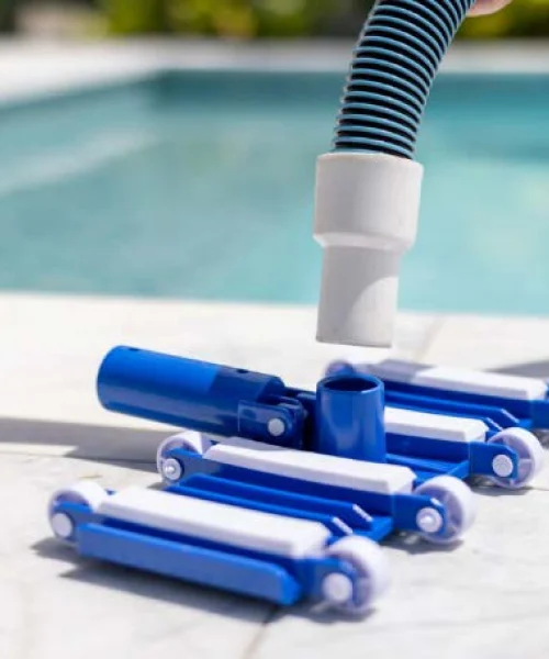 Cleaning tools and white goods designed for maintaining swimming pools, available through swimming pool specialists in Malaysia.